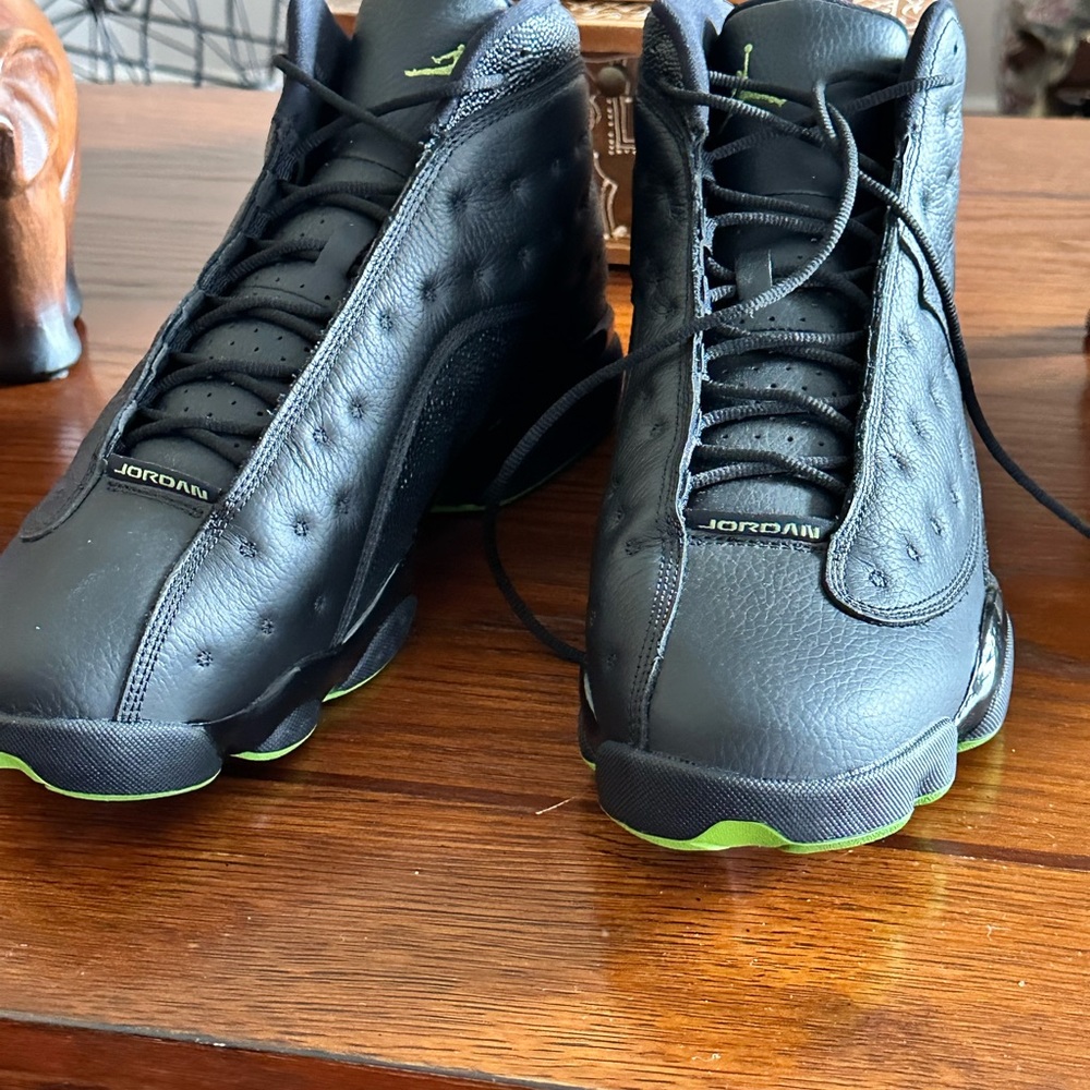 Black and green Jordans